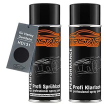 독일배송 tristarcolor 오토바이 페인트 스프레이 캔 세트 할리 데이비슨 hd131 생생한 블랙 베이스 코트 clear varnish 스프레이 캔 400 ml