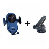 차량용 무선충전거치대 탁상용 무선충전거치대 무선충전거치대 s11 자동차 스탠드 지원 무선 충전기 스마트 적외선 감지 휴대용 자동차 전화 홀더 고속 충전 자동 텔레스코픽 브래킷, 베이스가 있는 파란색