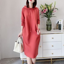 긴팔 원피스 일찍이 가을 맨투맨 캐쥬얼 와이드 루즈핏 슬림핏 미드 아웃라인 풀오버 후드 우주공간 면드레스 4010285086