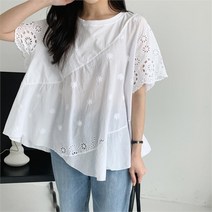 기타 여자반팔SS크로쉐언발펀칭티셔츠