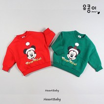 유콩이 디즈니 미키 기모 맨투맨 티셔츠 / 유아 아동 주니어 등원룩 크리스마스룩 / 1세부터 10세까지 남아 여아 겨울옷