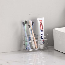 무타공마켓 스텐 칫솔꽂이 면도기 치약 거치대 벽면부착가능, 실버, 1개