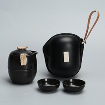 티포트세트 홍차 도자기 티팟 청자 쿵푸 차 차 도구 여행 주전자 차 컵 가방 길조 구름, 검은색