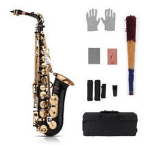 관악기 muslady woodwind instrument eb alto saxophone sax brass lacquered gold 82z key type with carry, 사진으로
