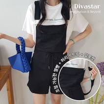 여성용 허리스트링 무지 멜빵반바지 점프수트 쭈리 포켓 여름반바지 꾸안꾸룩 동안룩 캐쥬얼룩