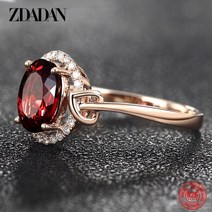 7월탄생석 천연 루비반지 오팔 한복 zdadan 925 sterling silver big oval ruby ​​zircon ring for women 기질 쥬얼리 액세서리