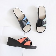 예쁜여성슬리퍼 여성여름슬리퍼 통굽 언발버클 메탈 실내화 7cm 3컬러 (올핀)_1972EA