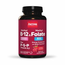 자로우 비타민 B-12 5000mcg & 800mcg 메틸엽산 체리맛 츄어블 60정, 1개, 기본