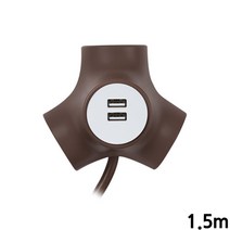 컬러풀 익스텐디드 USB 3구 멀티탭 1.5M 카페 품질보증 안전 이사 가정, 옐로우