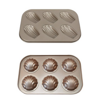 금색 마들렌 6구 + 둥근 조가비 6구 틀 세트, 6세트