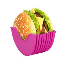 버거프레스 햄버거 떡갈비 함박 스테이크 틀 성형기실리콘 버거 홀더 재사용 가능한 샌드위치 상자 쇠고기, 02 보라색