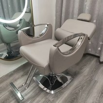 barber 메이크업의자 chair 미용실체어 바버샵 이발 키높이 고급 발판 헤어샵 5, 안전, 그레이화이트도금사각접시의자누울수있는, 1개