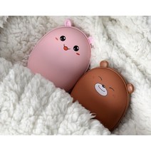 귀여운 동물 캐릭터 USB 손난로 휴대폰 보조배터리 브라운 핑크 크리스마스 연말선물, 핑크+충전기