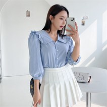 벨르 BELLE 여성 봄 면 브이넥 프릴 블라우스 (9730305)