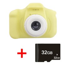 크리스마스 어린이 생일 선물 키즈 미니 디지털 카메라  32GB SD카드, 핑크