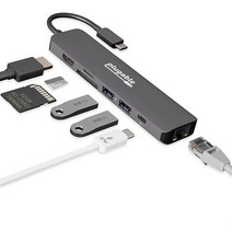플러그벌 7-in-1 USB C 허브 멀티포트 어댑터 이더넷 포함, 상품선택