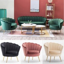 1인용 쇼파 카페 인테리어 벨벳의자 골드체어 소파, 진블루