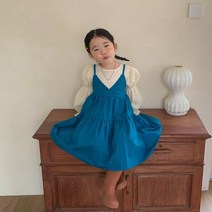 루라줌) 아기 유아 아동 키즈 어린이 돌아기 두돌 블루 빽 리본 일체형 원피스 봄원피스 봄옷 간절기 어린이집 등원룩 여자아이 치마 코디룩 조카선물 북유럽풍 원피스 여아원피스쇼핑몰