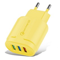 고속 충전기 무선 USB 충전기 빠른 2A 3 포트 휴대 전화 아이폰에 삼성 Xiaomi 화 웨이 태블릿 벽 어댑터, 03 Yellow EU