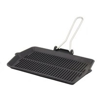 접이식 후라이팬 나무 손잡이 가정용 광장 주철 스테이크 프라이팬 휴대용 비 스틱 않은, 20x35cm