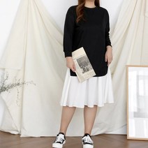 빅사이즈 여성 쭈리면 밑단 프릴 스커트 루즈핏 맨투맨 플레어 레이어드 롱원피스 4XL