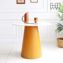 끌레오 씨티 2인용 포세린 세라믹 원형 식탁 카페 티테이블 800 CL445, 800파이 화이트 세라믹, 오크
