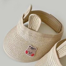 썬캡 여름모자 밀짚모자 챙모자 바캉스아기 모자 여름 밀짚 남아/여아 모자 만화 곰 디자인 빈 상단 어린이