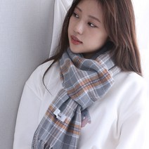 부드러운 목도리 남자 여자 포인트그레이 체크머플러