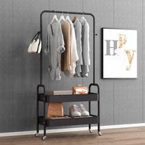 이케아 코너 선반 행거 옷걸이행거 파이프 미니 이동식 고정식 낮은 원룸행거, 이동형수납행거-블랙2단