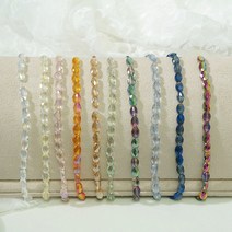 [10개]샤론델 6.5x8mm 납작 타원 크리스탈 비즈 / 악세사리 반지 팔찌 목걸이만들기 공예재료, 투톤퍼플