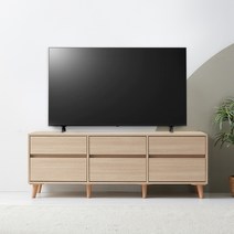 [케이컴퍼니] 이음2단1500거실장(6서랍형) 플라스틱다리 / K1500-2S-IN-6C, 메이플