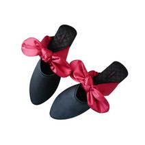 고급 여성 실내화 슬리퍼 실내 힐 사무실 거실화 시발, 240~245, Bowknot- 블랙
