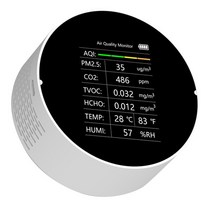 공기질 측정기 복합가스측정기 tuya wifi co2 meter 7 in 1 pm2.5 tvoc co2 hcho 온도 습도 aqi 감지기 공기 품질 모니터 홈 co2 센서, 흰색 와이파이 없음
