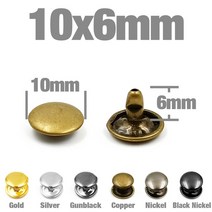 100 세트 5-12mm 금속 더블 캡 리벳 스터드 라운드 네일 스파이크 가죽 공예 수리 신발 가방 벨트 의류 의류 액세서리, Copper, 8x6mm