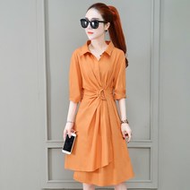 하프기장원피스 여성의류 0여름옷 언발 허리보정 슬림핏 5부 소매 셔츠 512274723