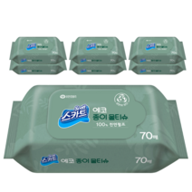 스카트 에코 종이 물티슈 70매 100% 천연펄프, 7팩