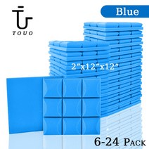 2GIDA 스튜디오방음제 TOUO 스튜디오 어쿠스틱 폼 방음 폼 소음 방지 흡음 처리 패널 스폰지 6 개 12/24 개, 31.Blue - Medium Density-6 Pcs