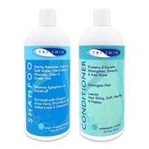 TRISWIM 수영 샴푸 컨디셔너가 포함된 헤어 케어 번들 각 91.4ml(32온스) | 염소로 손상된 을 복구하고 자연스러운 질감을 시킵니다 에 영양을 공급하기에 적합 2개 팩1