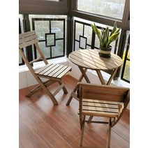 본톤 접이식 식탁 원목 설치가 필요없는 테이블과 의자 조합 휴대용 발코니 원형 테이블 학습 책상 플라워, [01] 55 정방형 테이블 1개 접이식의자 2개 커피