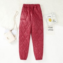 포켓 방한 솜 누빔 패딩 바지 여성 골프 연습복 복장 선물 겨울 발목시보리