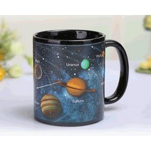 매직 머그 블랙 태양계 온도 변경 컵 뜨거운 물 변경 색상 세라믹 컵 머그 크리 에이 티브 선물 mazwei, 301-400ml