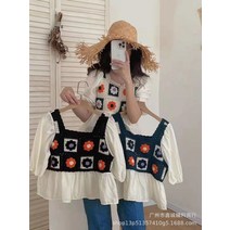 플라워 크로셰블라우스 자수 블라우스 니트 뜨개 에스닉 블라우스