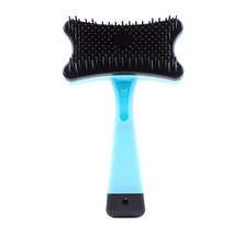 개 고양이 브러시 애완 동물 액세서리 슬리커 브러쉬 소프트 핀 개 고양이 셀프 그루머 Deshedding 빗 하나의 버튼 헤어 릴리스, 파란색, 하나