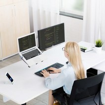 가전 노트북 브래킷 노트북 받침대 컴퓨터 거치대 더블스크린 사무용 데스크탑 모니터 데스크탑 조립식 선반 승강기 높이받침, 01 먼저 보물을 소장하고 쇼핑 카트에 가입