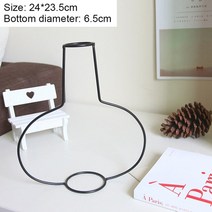 프리츠한센 이케바나 도자기 화병 항아리 모던 블랙 아이언 라인 테이블 꽃병 꽃 냄비 장식 금속 식물 홀더 북유럽 심플 스타일 홈 가든 웨딩 DIY, [03] C