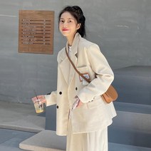 Momolatti 여성 흰색 자켓 정장 세트 팬츠 투피스 코르덴 셋업 수트 슬랙스