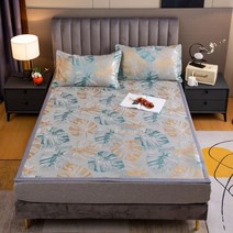 어싱 접지 매트 패드 프린트 기계 세척 복합 아이스 실크 매트 세트 여름용 매트리스 패드 접을 수, 180x200cm(3pcs), 09 AT-09