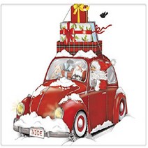 Mary Lake Thompson Christmas Flour Sack Towel - Santa in Beetle Bug Gifts, 1