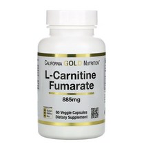 캘리포니아골드 뉴트리션 L카르니틴 엘카르니틴 푸마르산 fumarate 885mg 베지 캡슐 60정 l carnitine, 1개, 기본