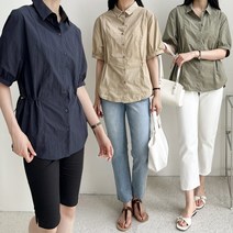 핑크홀릭 베나 셔츠칼라 스트링 아노락 바스락 셔츠 블라우스